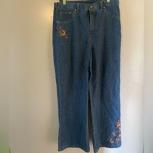 Alfred Dunner Women’s Denim Pants Embroidered Details Size 14p
